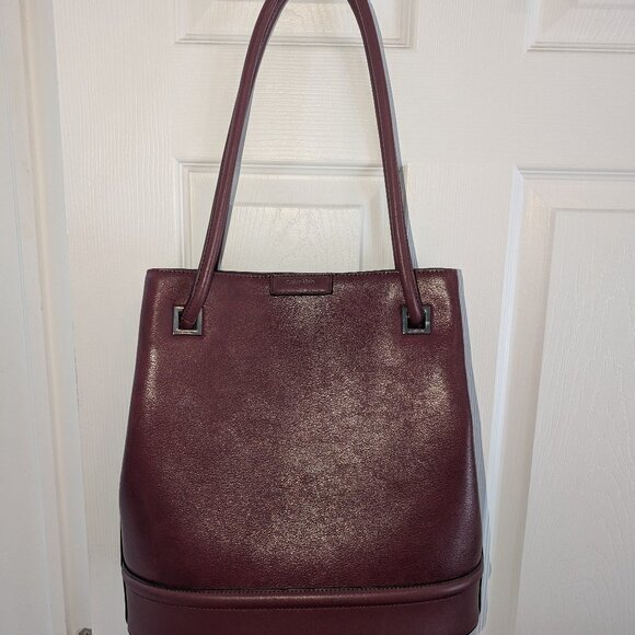 Calvin Klein, Ash Bucket-Style Tote, Deep Red, Burgundy, NWOT - Picture 1 of 5